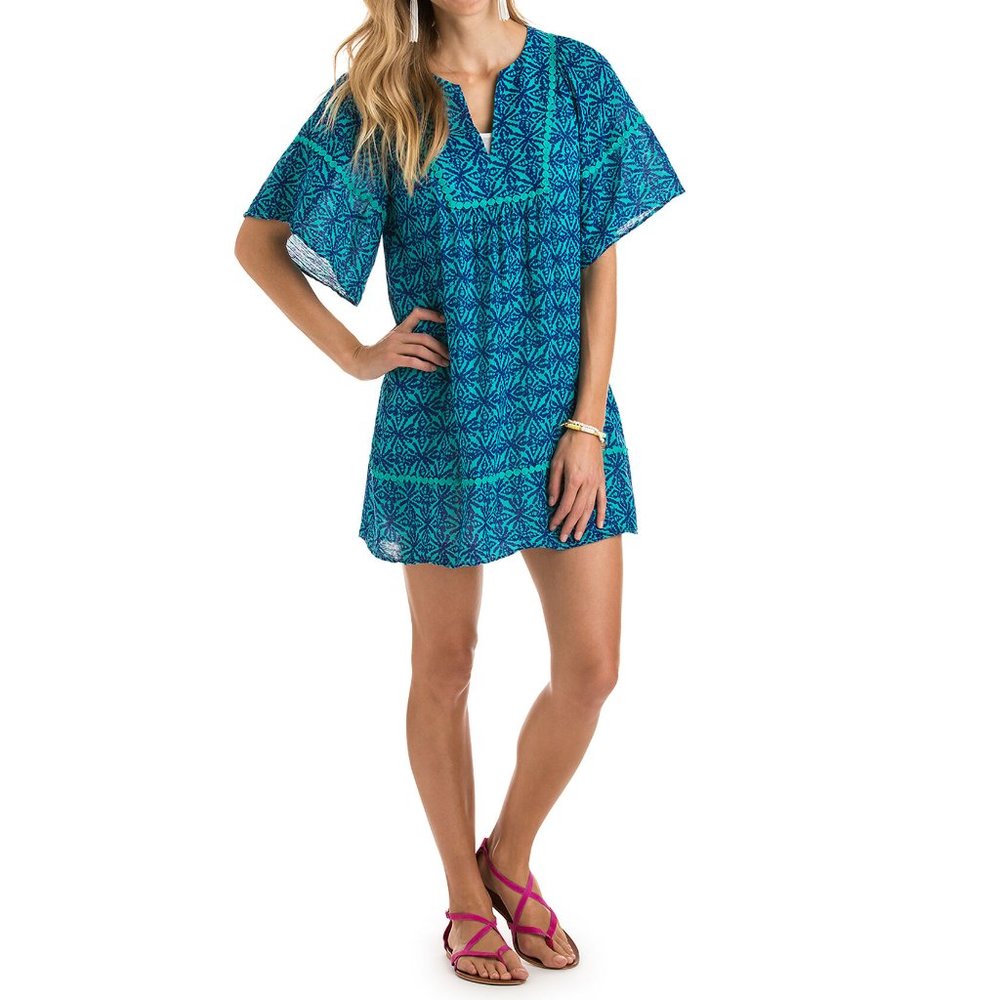 Vineyard Vines Geo Wave Print Beach Kaftan